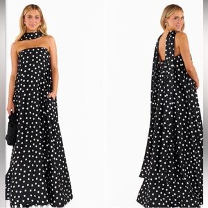 Show Me Your MuMu Black & White Polka Dot Halter Maxi Dress